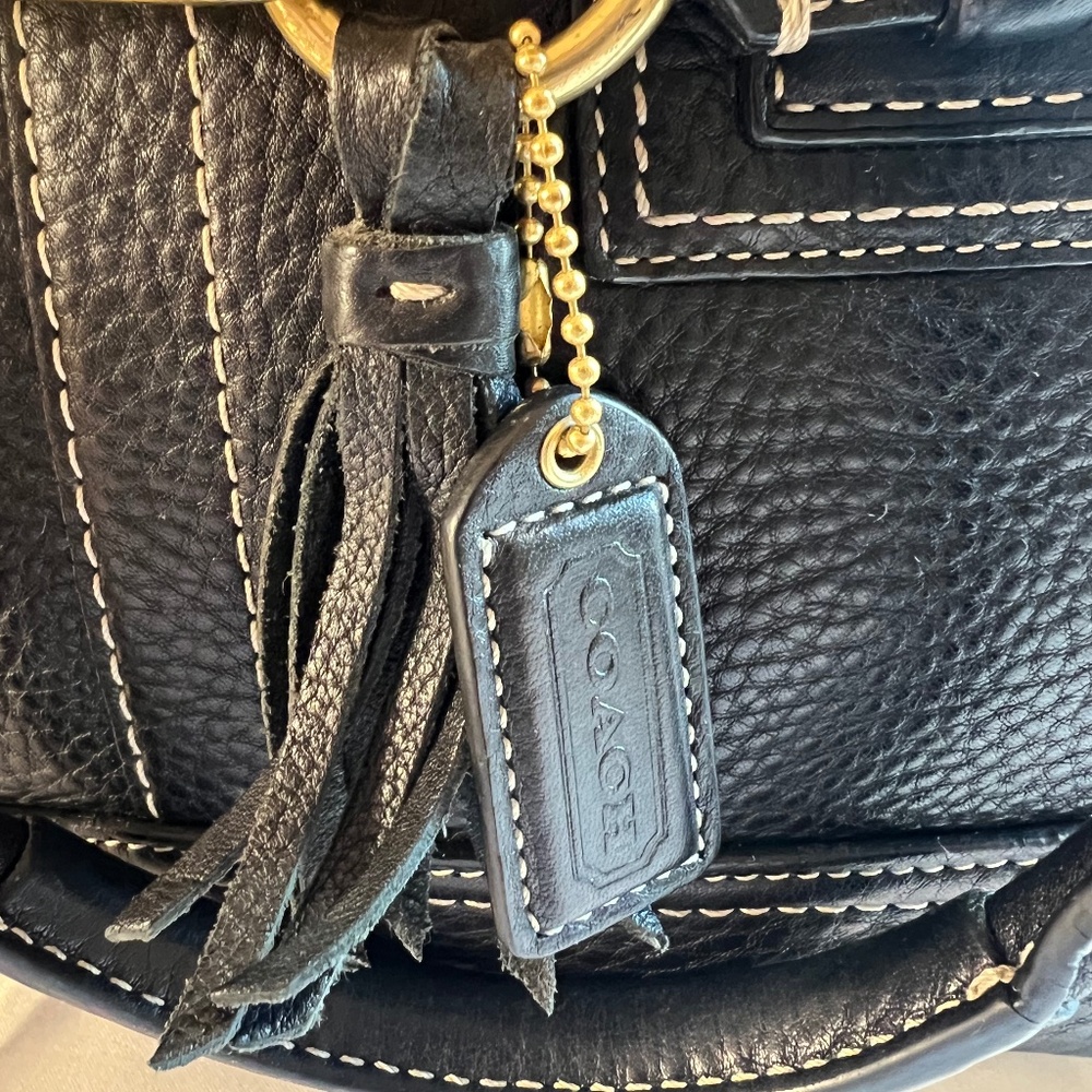 Coach Hamptons Black Pebbled Leather Horsebit Satchel Style 10212 - Picture 10 of 15